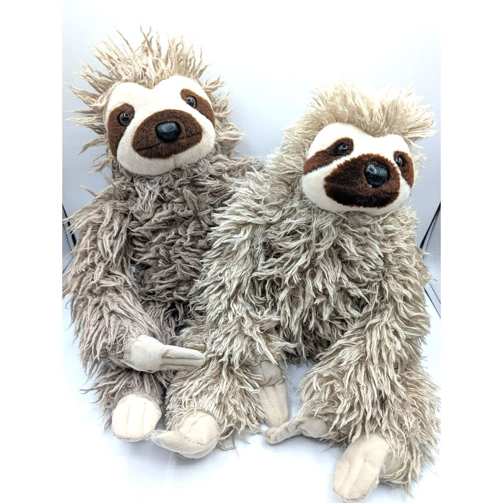 Set of 2 SLOTHS Plush Wild Republic Three-Toed Shaggy